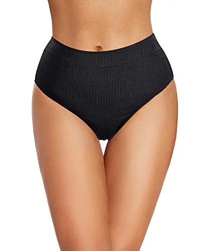 Women High Waisted Bikini Bottoms High Cut Full Coverage Swim Bottoms