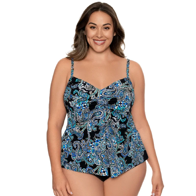 Women's Tankini Swimsuit Top Plus - Paisley Punch