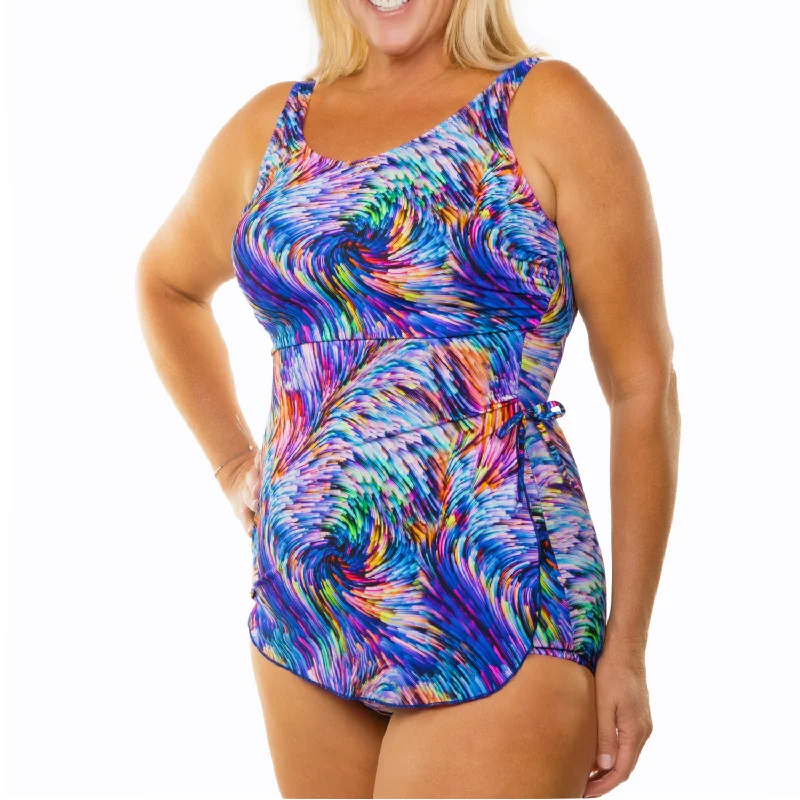 Women's Front Skirted Plus Size one-Piece Swimsuit - Chasing Waves