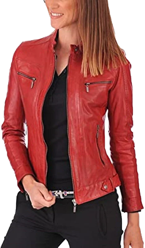 Womens Leather Jackets Motorcycle Bomber Biker Real Leather Jacket | Women Real Leather Jacket