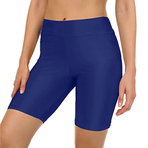 Slim Look Tummy Control Swimming Shorts Womens Swim Shorts-Blue