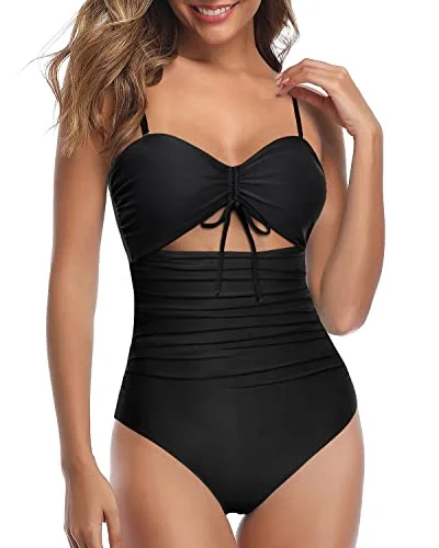 Sexy Cutout One Piece Swimsuits For Curvy Womens-Black