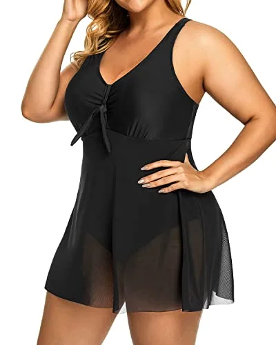 Slimming Plus Size One Piece Bathing Suit For Women-Black