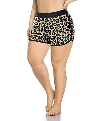 Lightweight & Breathable Swim Board Shorts Plus Size Swim Shorts-Leopard