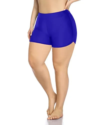 Tummy Control Swim Board Shorts For Women-Royal Blue