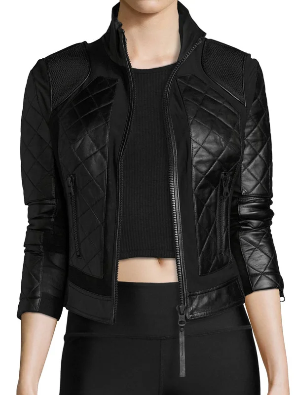 Womens Quilted Moto Leather Jacket