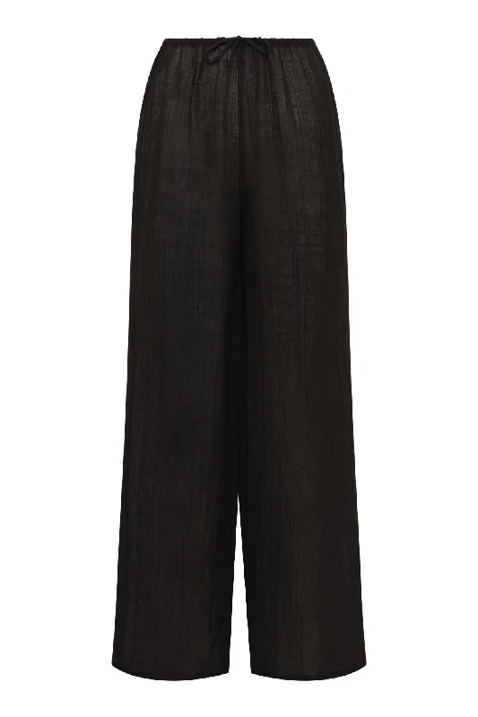 Belize Pant - Black Crinkle Linen