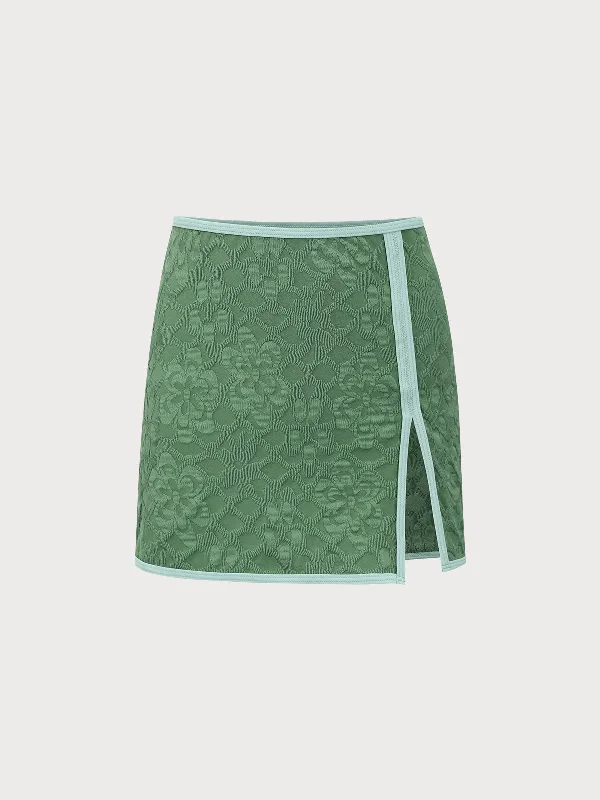 Dark Green Jacquard Cover up Skirt