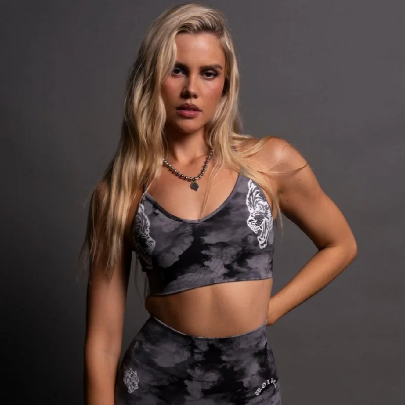 Dual Wolf Chopper "Everson Seamless" Sports Bra in Black Ghost Clouds