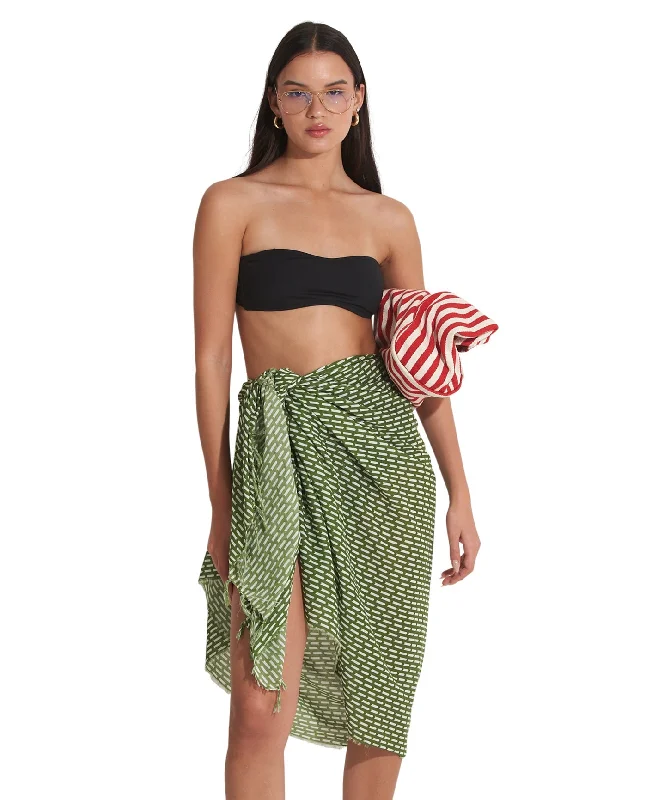 Gottex Beach Life Tetris Cover Up Sarong Wrap Skirt