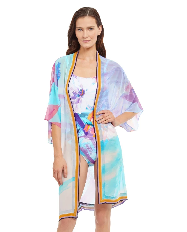 Gottex La Vie Est Belle Belted Kimono Cover Up Dress