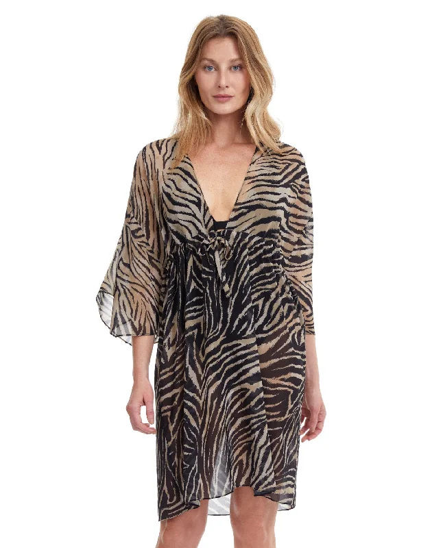 Gottex Wildlife Deep V-Neck Cover Up Dress