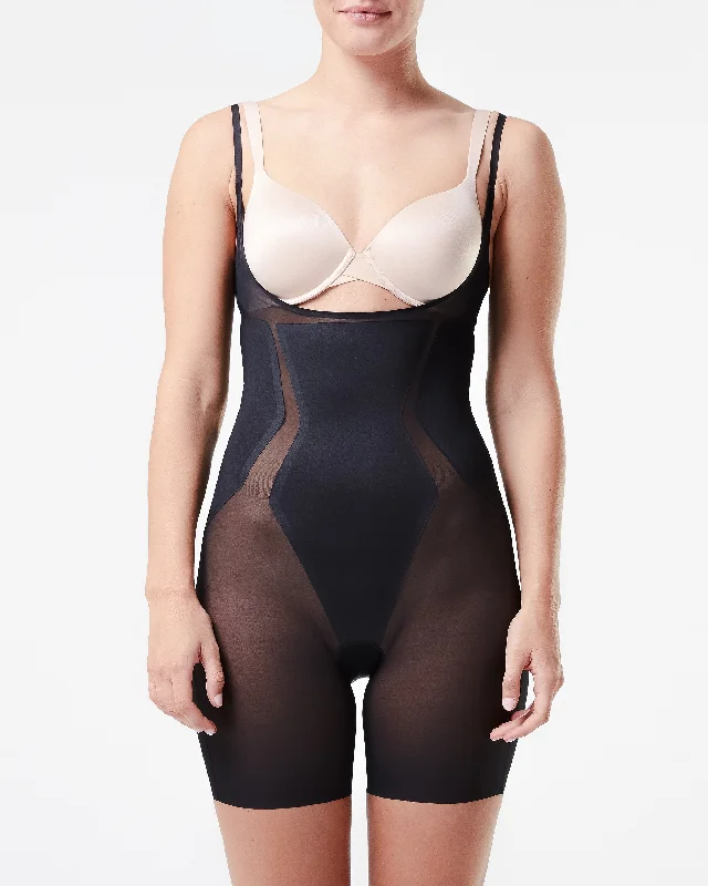 Haute Contour® Open-Bust Mid-Thigh Bodysuit