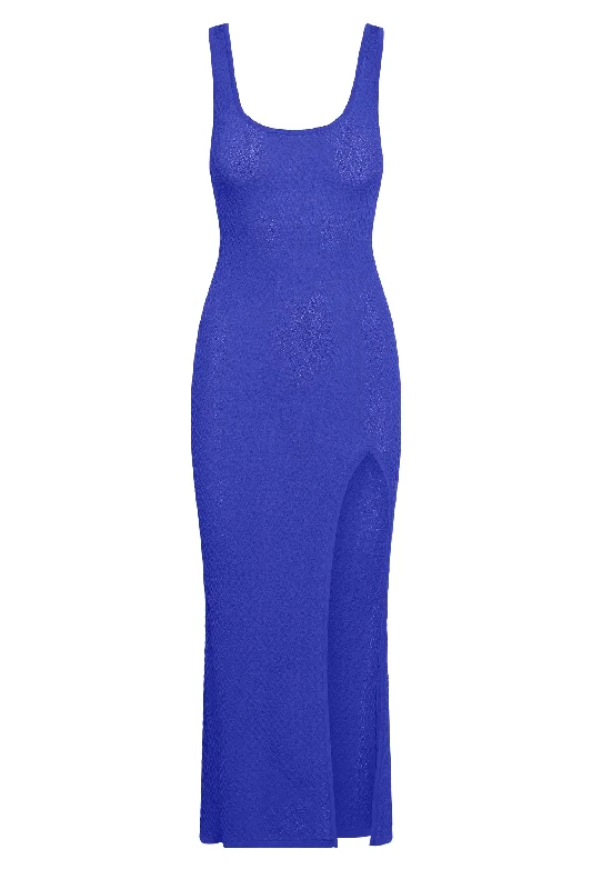 Honolulu Dress - Cobalt Hatch Jacquard