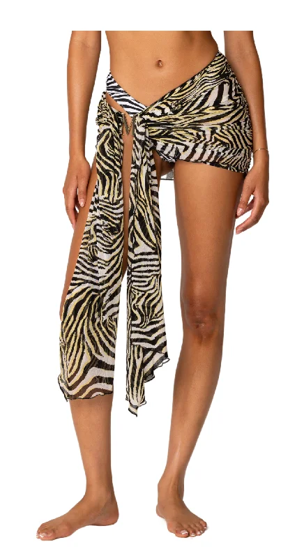 KAIA LOGO WRAP SKIRT - ZEBRA