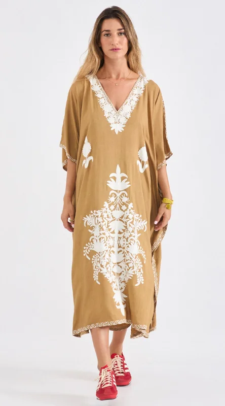 Kashmir Kaftan Dress | Mustard