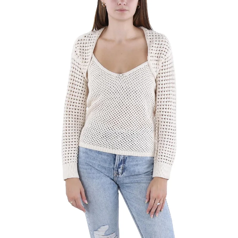 L'Agence Womens Sammy Crochet Shrug Pullover Top