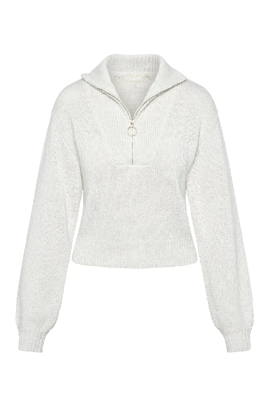 Lisbon Quarter Zip Sweater - White