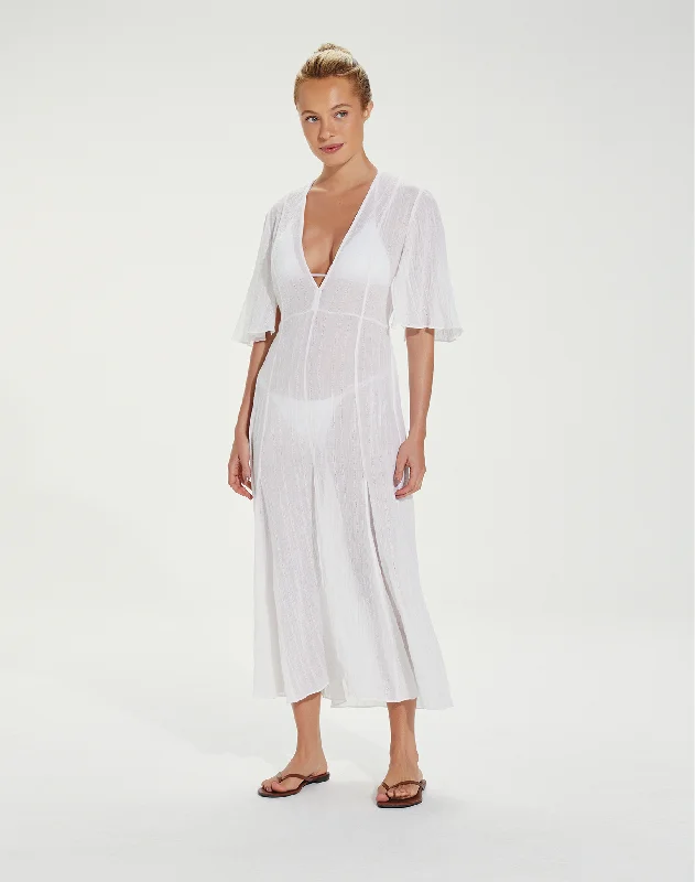 Long Malia Caftan - White