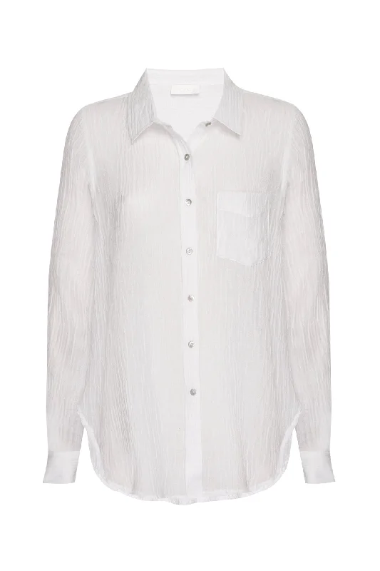 Monaco Shirt - White Crinkle Linen