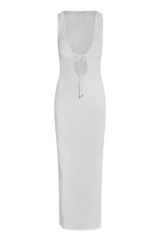 Monte Carlo Tie Dress - White Lace Crochet