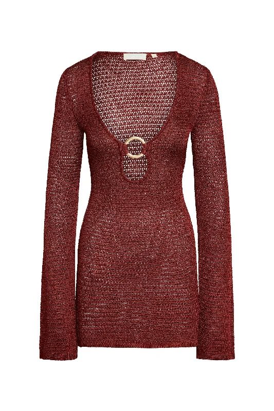 Montego Mini Dress - Burgundy Treble Knit