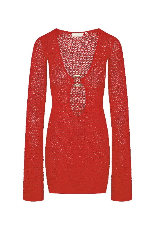 Montego Mini Dress - Chili Pepper Lace Crochet