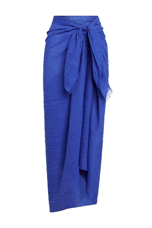 St. Tropez Sarong - Cobalt Crinkle Linen