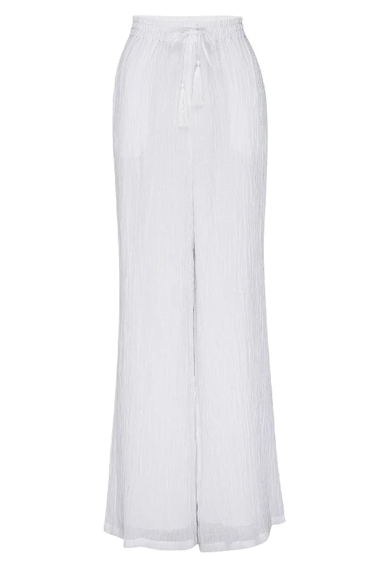 Tahiti Pant - White Crinkle Linen