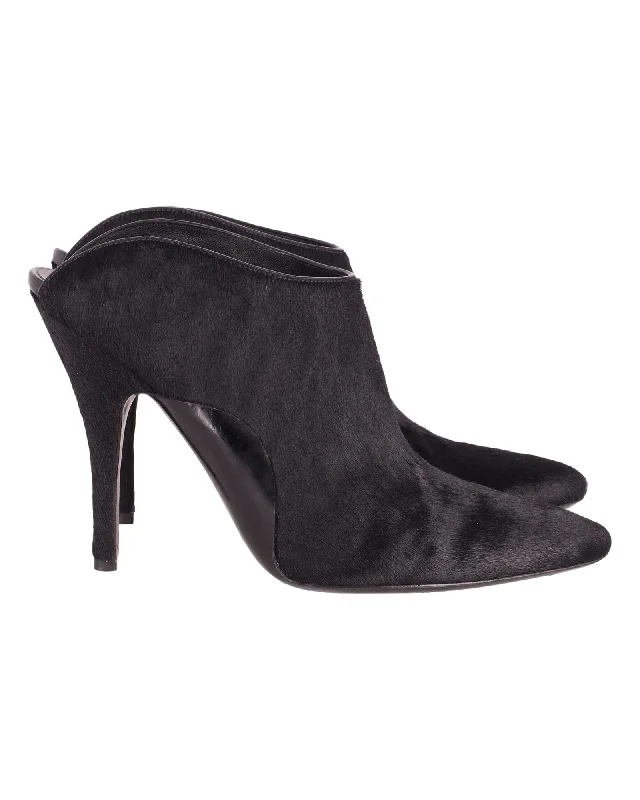 Alexander Wang Miranda Pony Mules in Black Wool