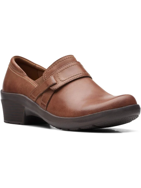 Angie Poppy Womens Leather Slip-On Clogs