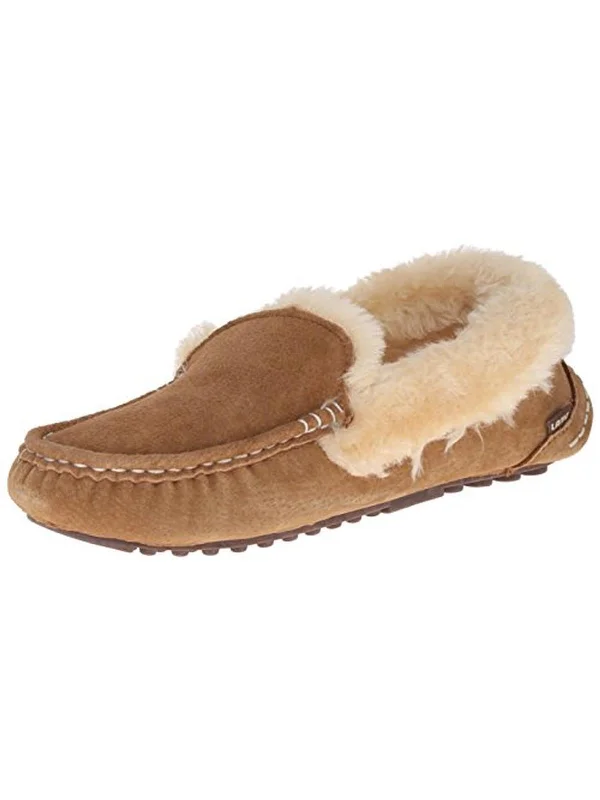 Ausie Moc Womens Suede Fleece Lined Loafer Slippers