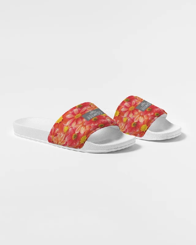 Beautiful blood orange flower design Women's Slide Sandal