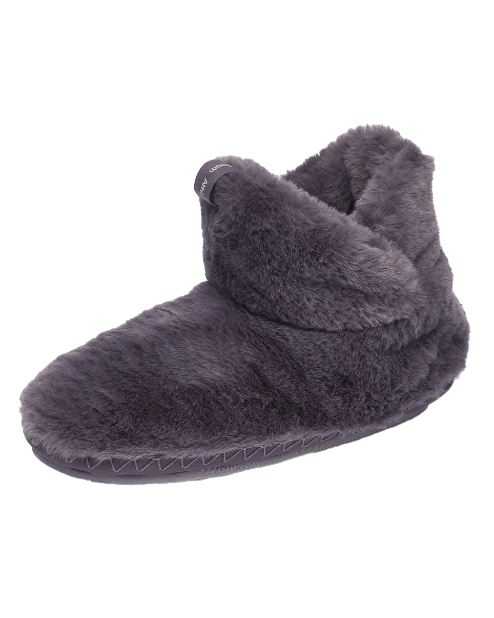 Harriet 100% Recycled High Density Faux Fur Slipper Boot in Ink