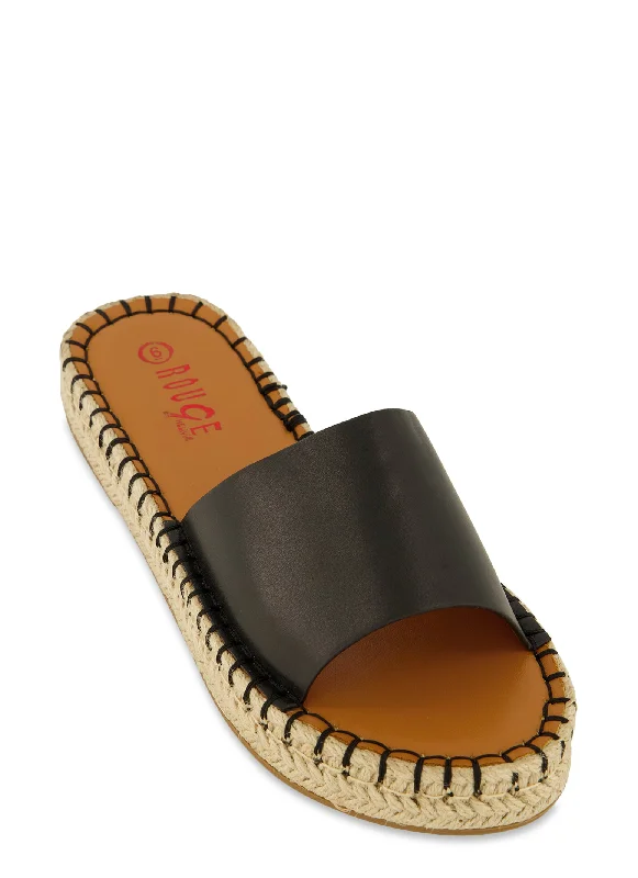 Espadrille Trim Slide Sandals