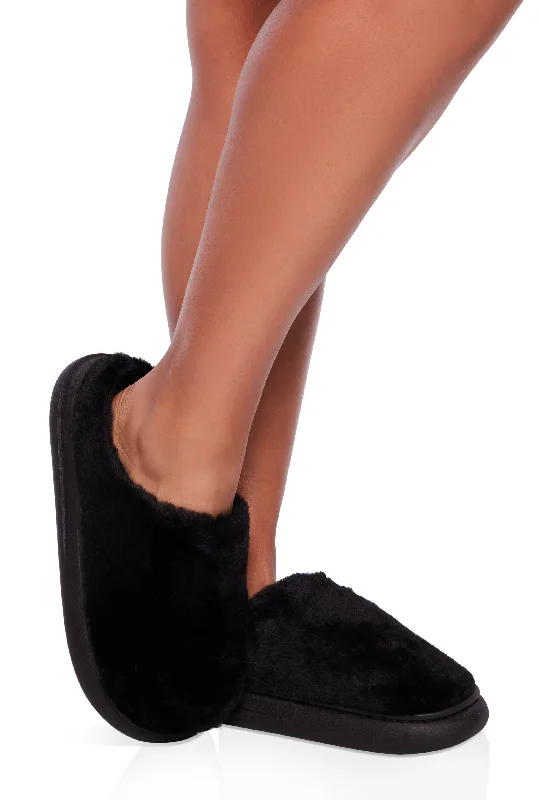 Low Platform Faux Fur Slippers