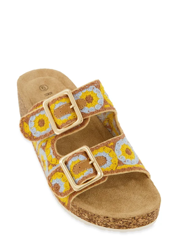 Boho Crochet Platform Footbed Sandals