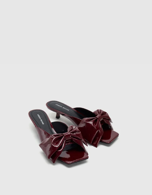 Bow Décor Square Toe Slippers