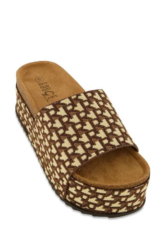 Cork Footbed Platform Slide Sandals