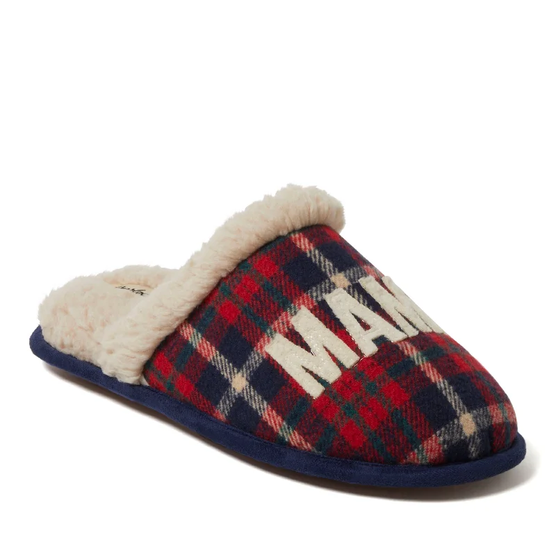 Dearfoams Women's Mama Bear Plaid Scuff Slipper