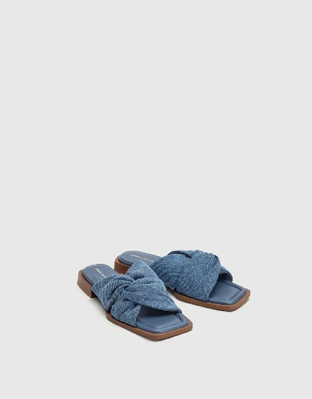 Denim Square Toe Slippers