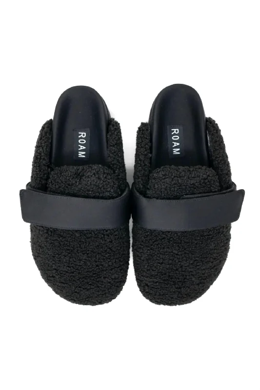 Fuzzy Loafer Mule In Black