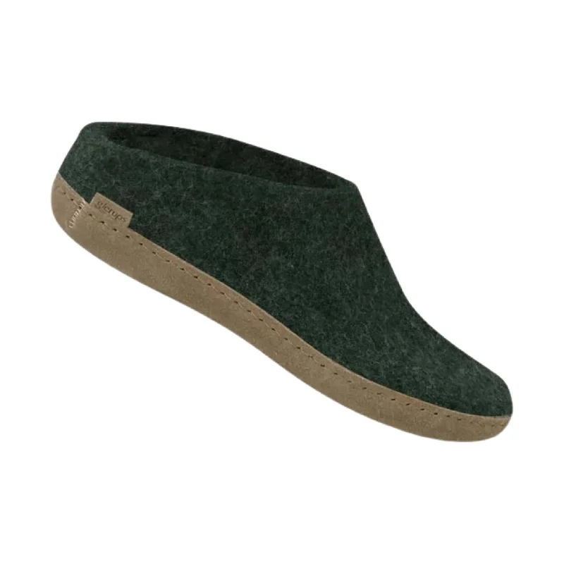 Glerups Slip On With Leather Sole Slipper - Forest