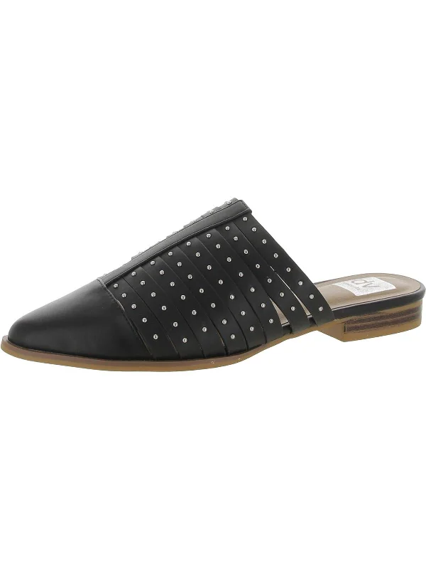 Idilly Womens Faux Leather Studded Mules