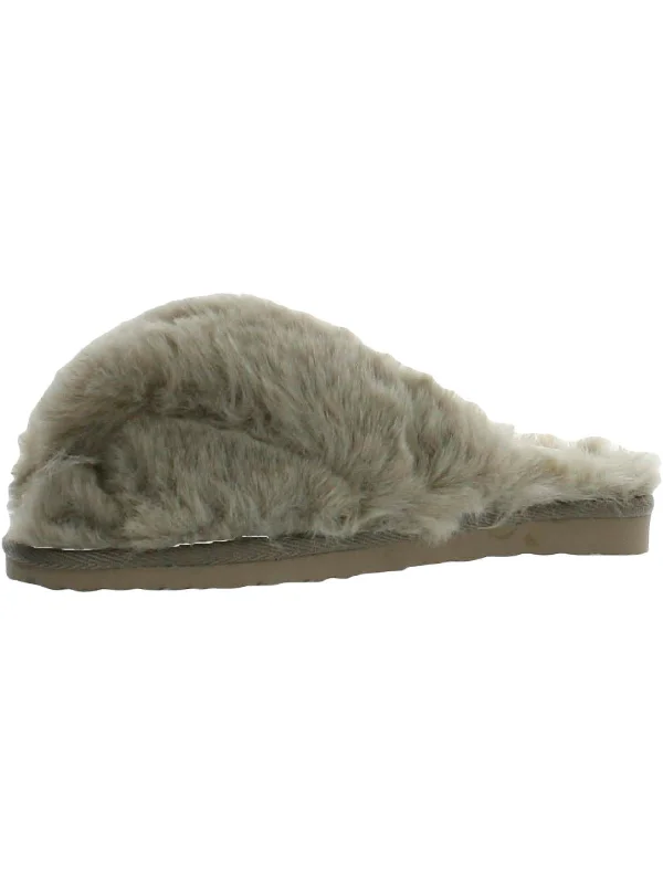 Jeane Womens Faux Fur Padded Insole Scuff Slippers