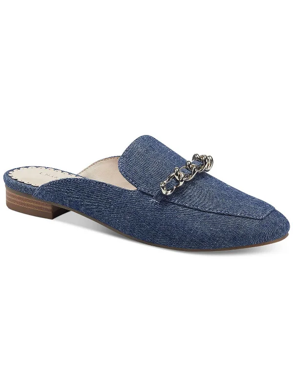 Kari Womens Faux Suede Chain Mules