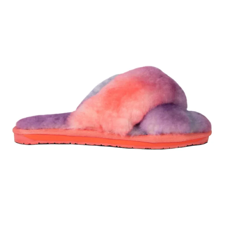 Ladies Duo-Tone Emma Sheepskin Slipper In Tie/dye