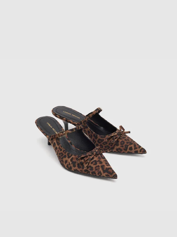 Leopard Printed Heeled Mules