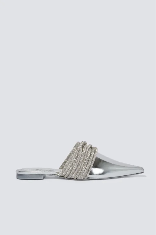 Lian Multi Strap Crystal Mules In Silver