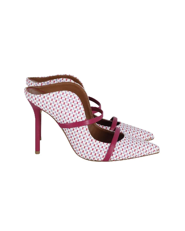 Malone Souliers Maureen High Heel Mules in Multicolor Raffia